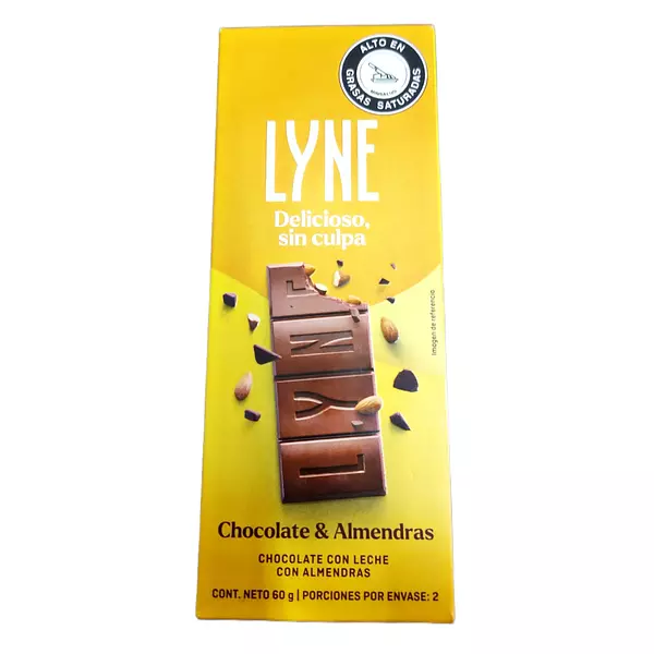 Chocolatina Lyne Con Leche Y Almendras De 60g