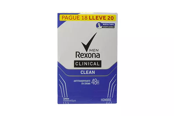 Rexona Clinical Clean Hombre En Crema Caja X 20 Sobres