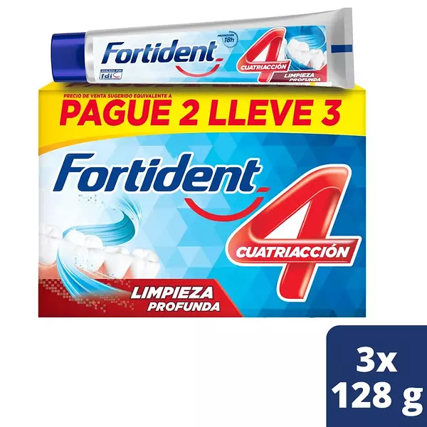 Fortident Limpieza Profunda De 128g X 3 Cremas