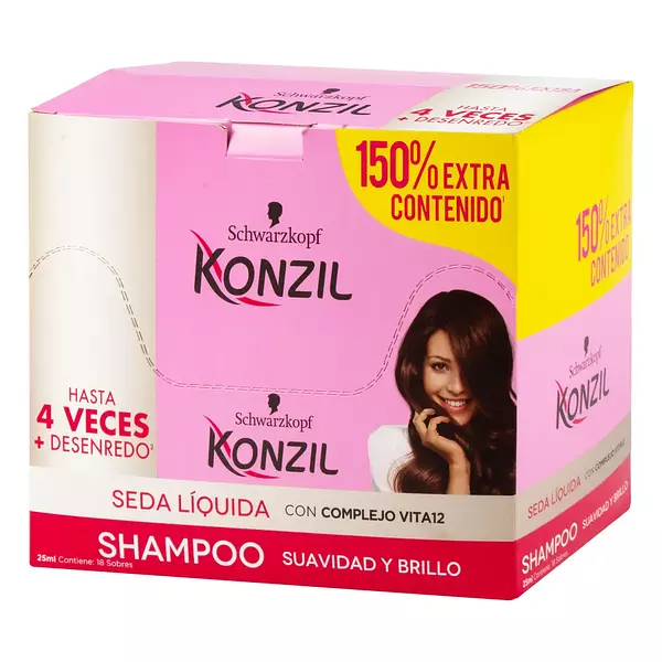 Konzil Shampoo Seda Liquida +Pro B 5 Caja De 18 Sobres