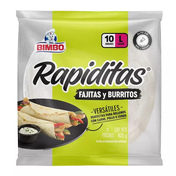 Tortillinas Bimbo Fajitas Y Burritos L X 10 Unidades