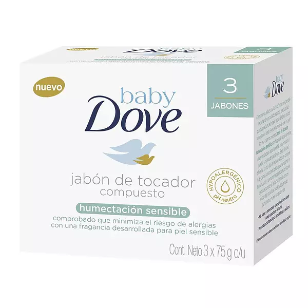 Dove Baby Jabon Humectación Sensible X 3 Unidades De 75g