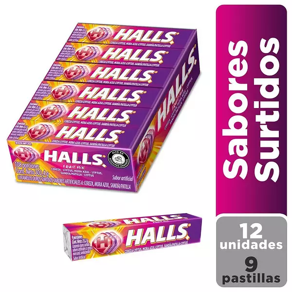 Halls Barra Fruit Mix X 12 Unidades