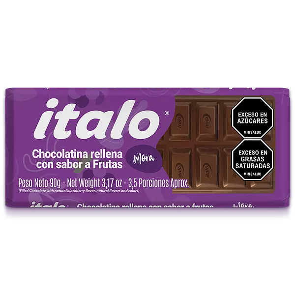 Chocolatina Italo Rellena De Mora De 90g