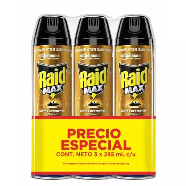 Raid Max Aerosol X 285ml Of X 3 Unid