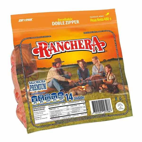 Salchicha Ranchera Zenú X 480g De 14 Unidades