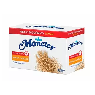 Jabón Moncler Avena Y Argan Barra 145g X 3 Unidades