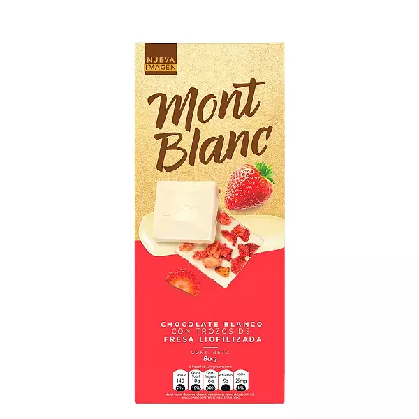 Chocolatina Mont Blanc Con Trozos De Fresa X 80g