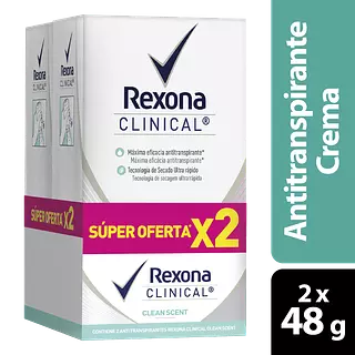 Desodorantes Rexona Clinical Clean Scent De 48g X 2 Unidades
