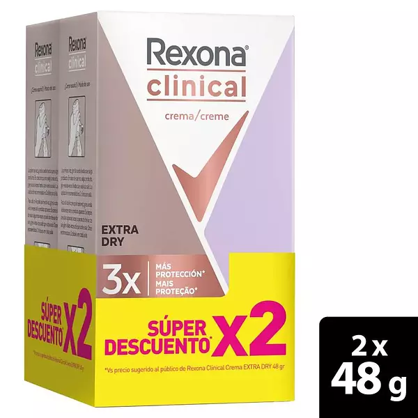 Desodorantes Rexona Clinical Extra Dry De 48g X 2 Unidades