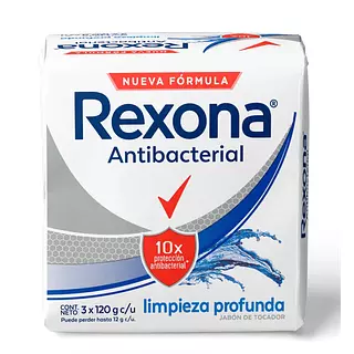 Jabón Rexona Antibacterial Limpieza Profunda X 3 Unidades
