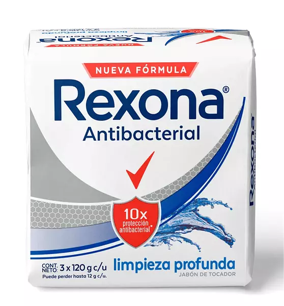 Jabón Rexona Antibacterial Limpieza Profunda X 3 Unidades