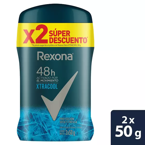 Desodorante En Barra Hombre Rexona Xtracool De 50g X 2 Unid