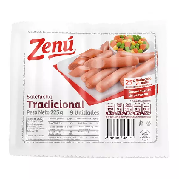 Salchicha Tradicional Zenú X 9 Unidades