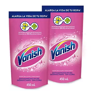 Desmanchador Vanish Líquido Rosa 450ml X 2 Unidades