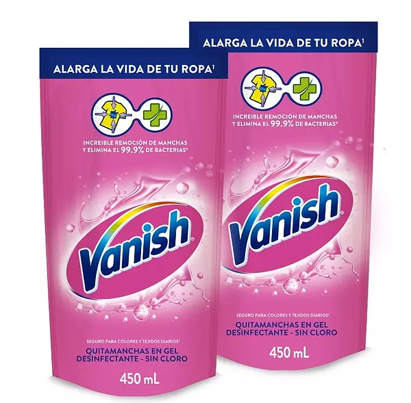 Desmanchador Vanish Líquido Rosa 450ml X 2 Unidades