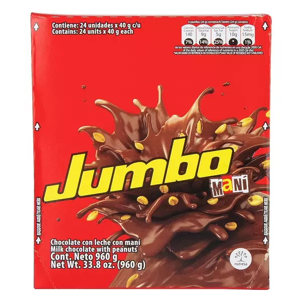 Chocolatina Jumbo Mani 40g X 24 Unid