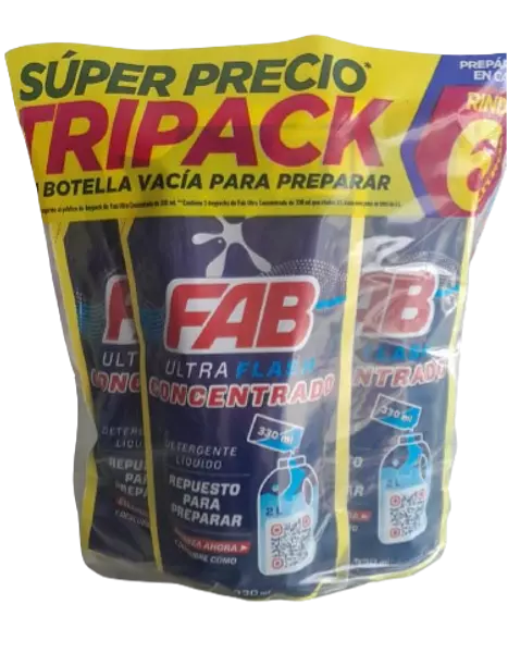 Fab Ultra Flash Liquido De 330ml X 3 Unid