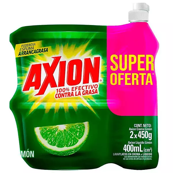 Axion Limón De 450g X 2 + Liquido X 400ml