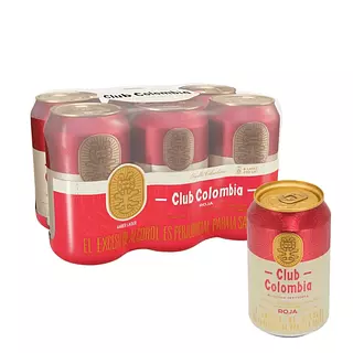 Cerveza Club Colombia Roja Lata X 6 Unidades