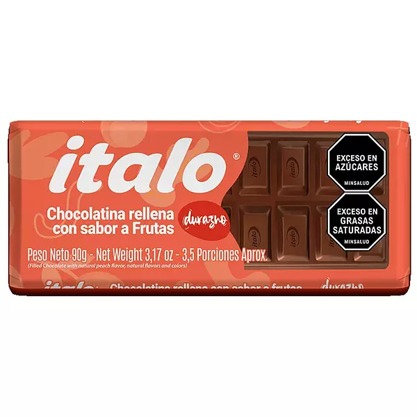 Chocolatina Italo Rellena De Durazno De 90g