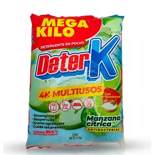 Detergente En Polvo 4k Multiusos Manzana X 1100g