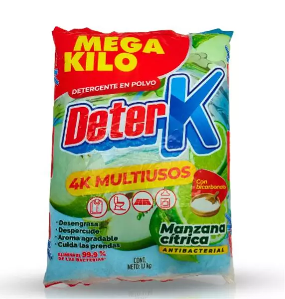 Detergente En Polvo 4k Multiusos Manzana X 1100g