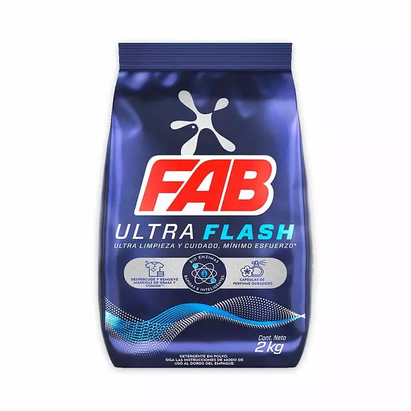 Detergente En Polvo Fab Ultra Flash X 2000g