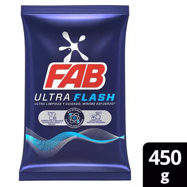 Detergente En Polvo Fab Ultra Flash X 450g