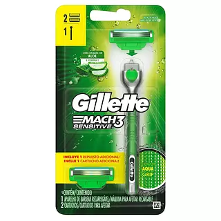 Gillette Mach3 Acqua Grip Sensitive + 2 Repuestos