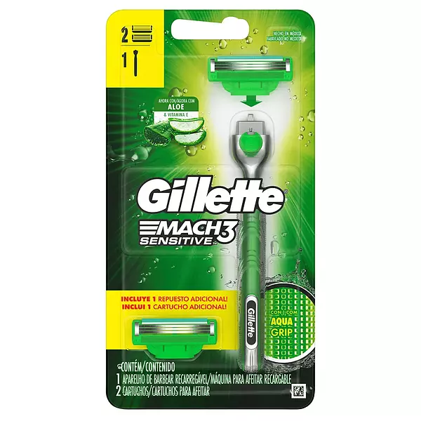 Gillette Mach3 Acqua Grip Sensitive + 2 Repuestos