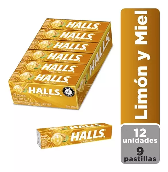 Halls Barra Limon Y Miel X 12 Unidades