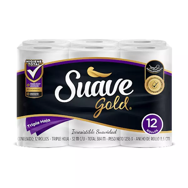 Papel Higiénico Suave Gold 32m X 12 Unidades