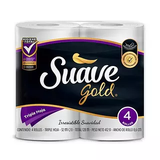 Papel Higiénico Suave Gold De 34 Metros X 4 Unidades