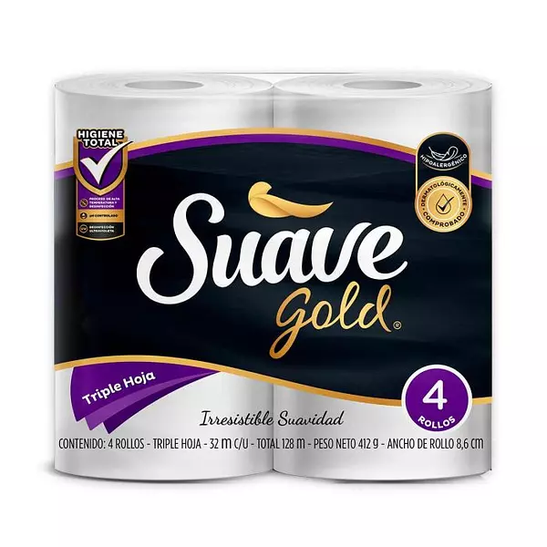 Papel Higiénico Suave Gold De 34 Metros X 4 Unidades