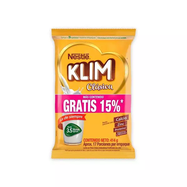 Leche En Polvo Klim Clásica Bolsa X 414g