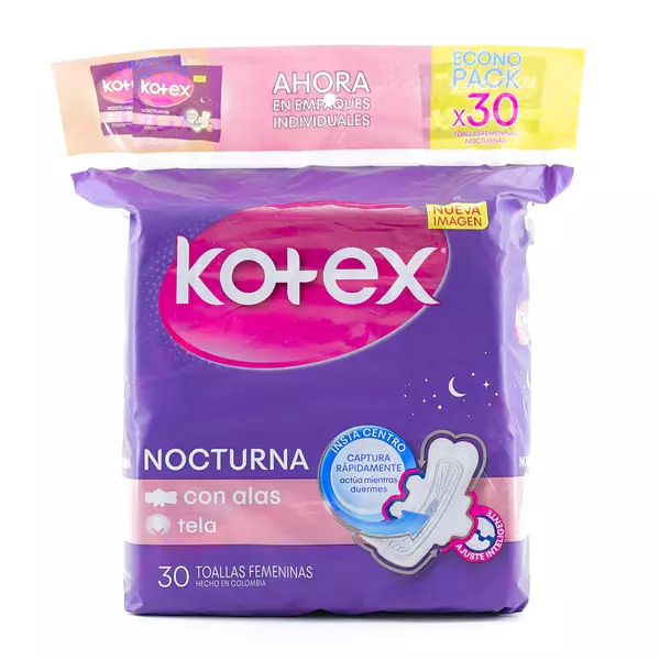 Toallas Kotex Nocturna X 30 Unidades