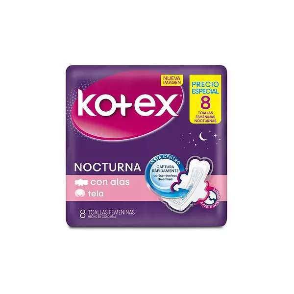 Toallas Kotex Nocturna Con Alas X 8 Unidades