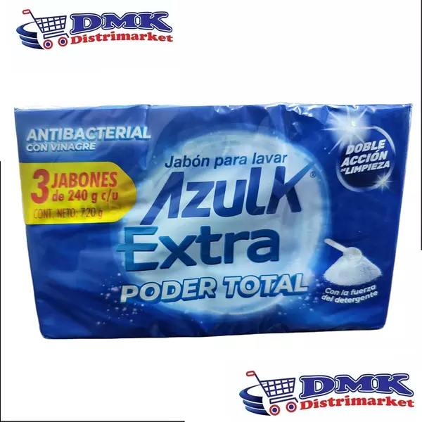 Jabon Barra Azulk Extra Poder Total Paquete De 3 Jabones