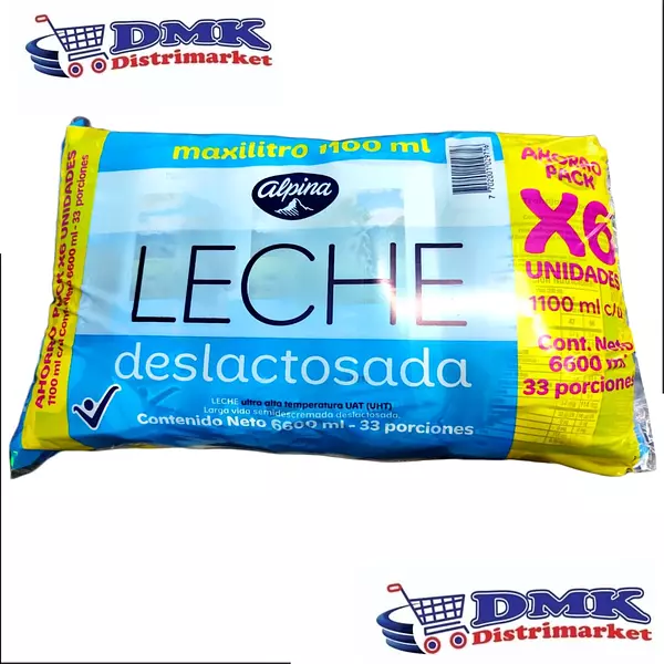 Leche Alpina Deslactosada Six Pack Bolsas De 1100ml