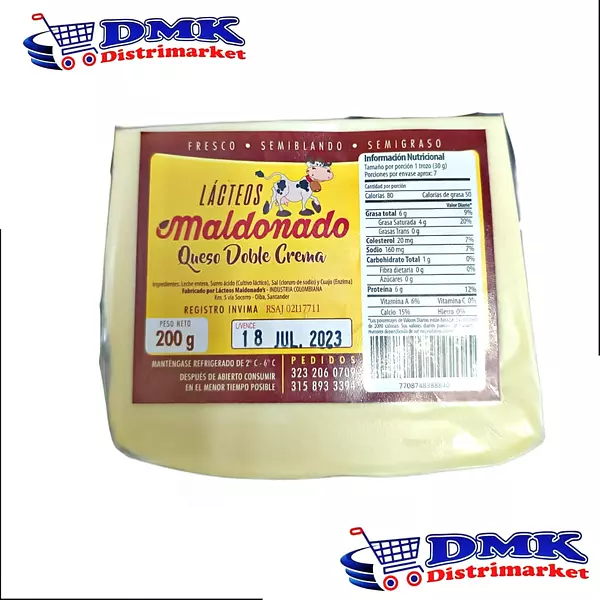 Queso Doble Crema Maldonado De 200g