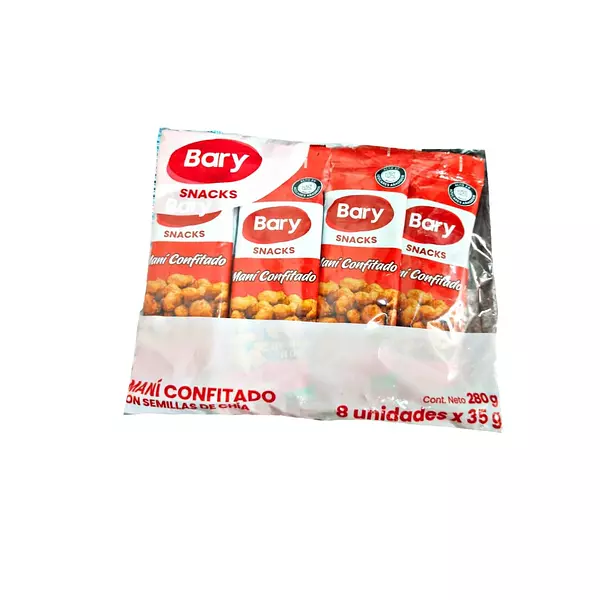 Mani Confitado Chia Bary Bolsa De 8 Unidades X35g