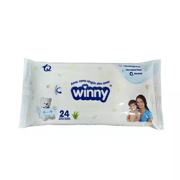 Toallitas Winny Aloe Vera Y Vitamina E De 24 Unidades