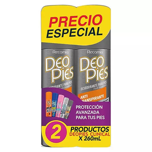 Deo Pies Spray Antitranspirante De 260ml X2 Unidades