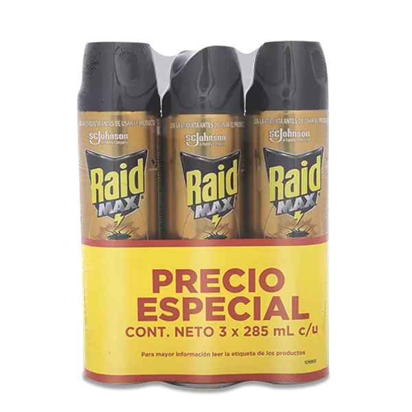 Raid Max Aerosol De 285ml X3 Unidades