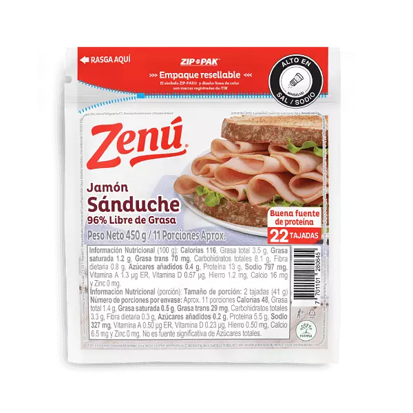 Jamón Zenú Sánduche De 450g