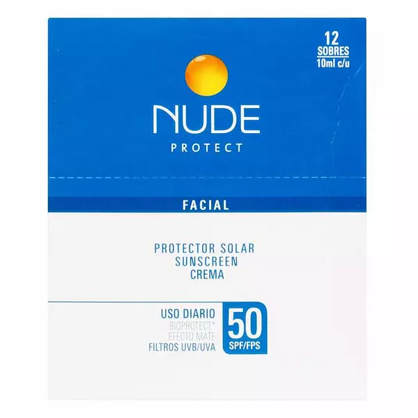 Protector Nude 50fps Facial Sobre De 10ml X12 Unidades