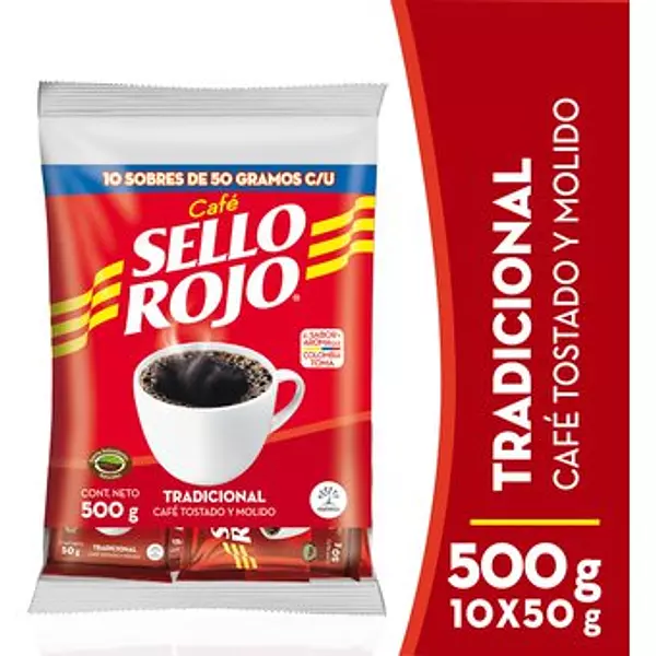 Cafe Sello Rojo Paquete De 10 Sobres X50g