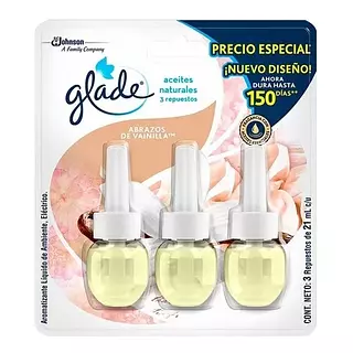 Glade Aceite Repuesto X3 Abrazos Vainilla
