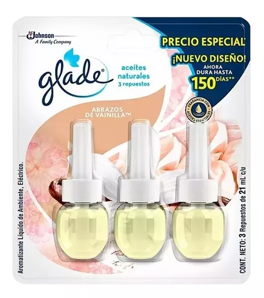 Glade Aceite Repuesto X3 Abrazos Vainilla